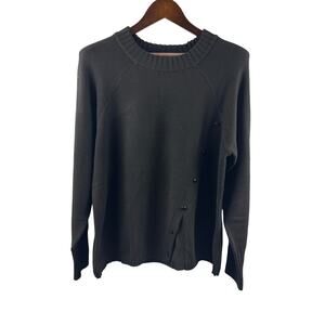 Women’s Eloquii Size 14/16 Black Crewneck Sweater w/ Faux Buttons
